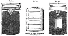 Powder cartridge with lubricator on top
