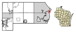 Location of North Bay in Racine County, Wisconsin.