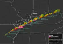 Image 7Radar collage of a supercell that spawned a tornado family during the outbreak (from Tornado outbreak of December 10–11, 2021)