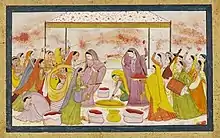 Radha celebrating Holi, Kangra, India (c1788)
