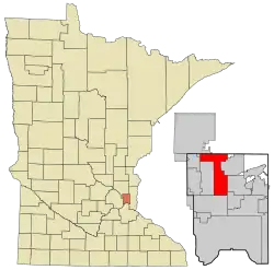 Location of the city of Shoreviewwithin Ramsey County, Minnesota