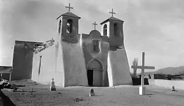 Historic American Buildings Survey James M. Slack, Photographer, March 15, 1934 FRONT ELEVATION (EAST) - Mission Church of Ranchos de Taos, Ranchos de Taos, Taos County, NM