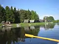 Boathouses in village.
