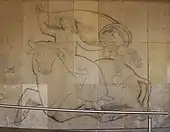 Europe, forcing the wild bull on its knees and pouring out the cornucopia with the blessings of prosperity, Saarlouis, Town Hall