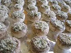 Uncooked stuffed mushrooms