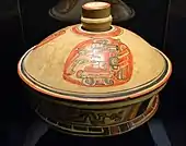 Lidded basal flange bowl, El Peru, Guatemala, Early Classic (Museo Nacional de Arqueología y Etnología de Guatemala)