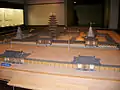 Miniature reconstruction of Mireuk Temple, Iksan, South Korea.  7th century.