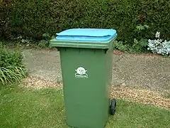 A household recycling bin issued by a local council
