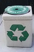 Recycling bin for bottles and cans in Northern California, USA