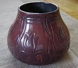 Another View of Newcomb College Pottery vase potted by Joseph Meyer and decorated by Sara Levy from 1905