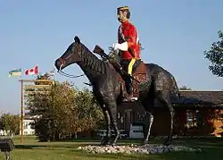 The Mountie statue, visible from Highway 13