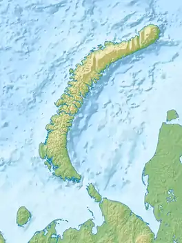 Map showing the location of Inostrantsev Glacierледник Иностранцева