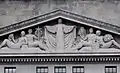 Detail of pediment at top of west portico, showing relief sculpture