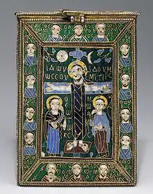 An enamelled silver reliquary of the True Cross from Constantinople, c. 800