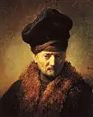 Bust of an old man with a fur hat, (1630), a painting of Rembrandt's father