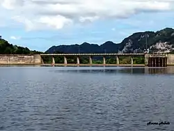 Pier at Lago Dos Bocas as seen from Río Arriba