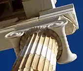 Unlike the Composite capital, this Ionic capital has a different appearance from the front and sides