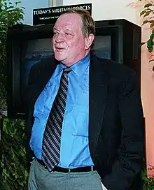 At the Pentagon to present his documentary Shooting War, 2000
