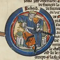 Richard the Lionheart, an illustration from a 12th-century codex