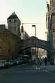 The old Allegheny County Jail (at left) and its "Bridge of Sighs" spanning Ross Street.