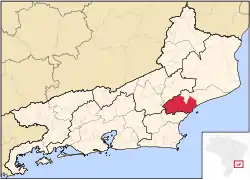 Location in the state of Rio de Janeiro and Brazil