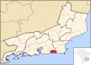 Location of Saquarema in the state of Rio de Janeiro