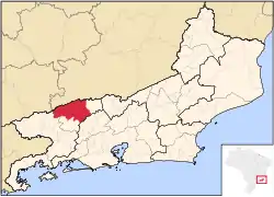 Location of Valença in the state of Rio de Janeiro