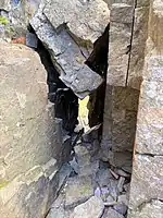 Ritual narrow passage in the rock