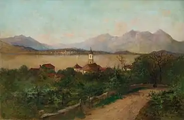 River Landscape with Mountain View