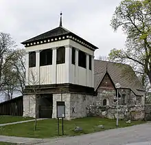 Combined lychgate and bell tower at Rö Church, Sweden