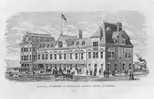 The Rochester terminal of the Buffalo, Rochester and Pittsburgh Railway, located on Main Street West at Oak Street.