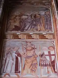 Murals in the Chapel of Saint Catherine: St. Christopher carrying the infant Jesus on his back