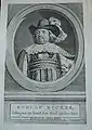 B. van der Helst pinxit J. Houbraken sculpsit, Oud 82 jaar H. Pothoven del. na't Originele Schilderij, waar in dezelve voorkomt als Kapitein der Burgerij, berustend op de Krijgsraadskamer van't Stadhuis te Amsterdam.