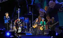 The Rolling Stones performing in Hyde Park, London on 13 July 2013. They were joined on stage by Mick Taylor.