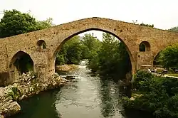 The hump-backed "Roman Bridge" on the Sella River