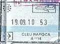 Entry stamp for air travel, issued at Cluj International Airport.