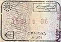 Exit stamp for air travel, issued at Craiova International Airport.