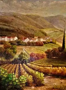 Owned by Merrill Family Trust. Painting measures approx. 72 X 50 inches including original frame.