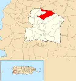 Location of Rosario Alto within the municipality of San Germán shown in red