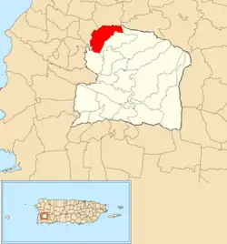 Location of Rosario Bajo within the municipality of San Germán shown in red