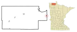 Location of Roosevelt, Minnesota