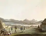 A Royal Artillery encampment at Arcot, Madras Presidency, 1804.