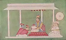 Ahom King Rudra Singha receiving the homage of Tamadhvaj (Kachari Raja) and Ram Singh (Jaintia Raja)