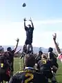 Dave Lockridge secures the line-out vs SLO RFC of San Luis Obispo, CA