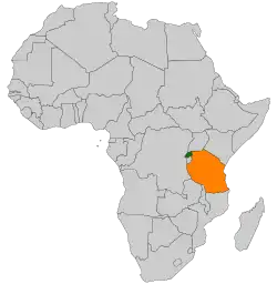 Map indicating locations of Rwanda and Tanzania