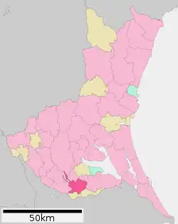 Location of Ryūgasaki in Ibaraki Prefecture