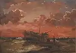 A Wreck on Jutland's West Coast at Sunset (1847)