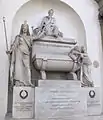Cenotaph of Dante Alighieri (Italia turrita on the left) in Florence.