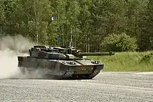 A Leclerc tank during manoeuvres.
