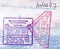Entry and exit stamps issued at Kuala Lumpur International Airport, as well as a separate entry stamp to Sabah